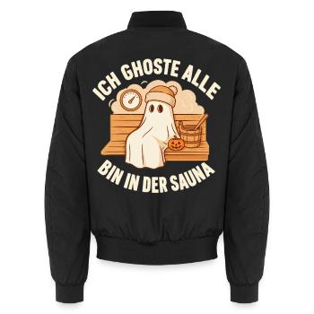 Lustiger Sauna Geist ghostet alle - Unisex Bomberjacke - Schwarz - Hinten - AI Model Male 185 light (185cm)