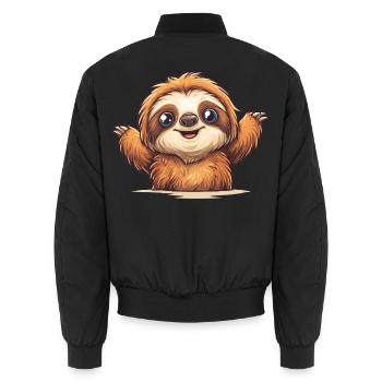 Flausch Sloth - Unisex Bomberjacke - Schwarz - Hinten - AI Model Male 185 light (185cm)