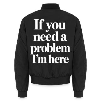 Lustiger Statement Spruch - Unisex Bomberjacke - Schwarz - Hinten - AI Model Male 185 light (185cm)