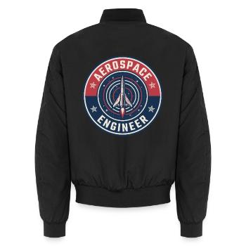 Vintage Aerospace Engineer Raketen-Orbitabzeichen oben - Unisex Bomberjacke - Schwarz - Hinten - AI Model Male 185 light (185cm)