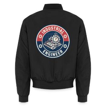 Stoppuhr-Deckdecke des Vintage Industrial Engineer Factory - Unisex Bomberjacke - Schwarz - Hinten - AI Model Male 185 light (185cm)
