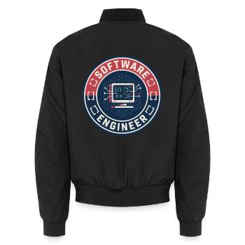 Vintage Software Engineer Code Terminal Patch Top - Unisex Bomberjacke - Schwarz - Hinten - AI Model Male 185 light (185cm)