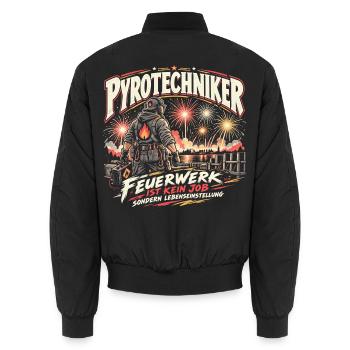 Pyrotechniker - Feuerwerk ist Leidenschaft - Unisex Bomberjacke - Schwarz - Hinten - AI Model Male 185 light (185cm)