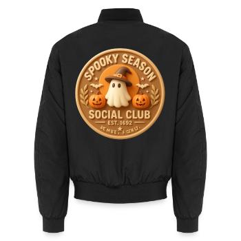 Geisternacht und Kürbisse - Unisex Bomberjacke - Schwarz - Hinten - AI Model Male 185 light (185cm)
