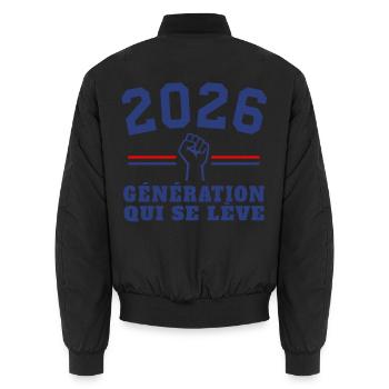 Aufstieg der Generation 2026 - Unisex Bomberjacke - Schwarz - Hinten - AI Model Male 185 light (185cm)
