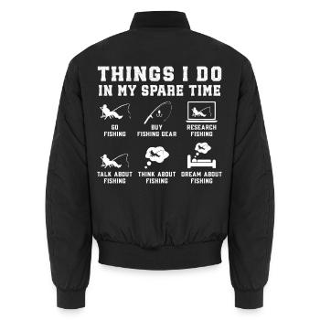Dinge, die ich in meiner Freizeit beim Angeln mache - Unisex Bomberjacke - Schwarz - Hinten - AI Model Male 185 light (185cm)