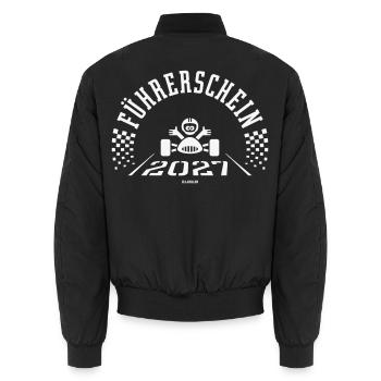 Führerschein 2027 (Fahranfänger / White) - Unisex Bomberjacke - Schwarz - Hinten - AI Model Male 185 light (185cm)
