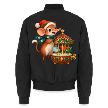Rüsselspringer mit Eichelkarussell-Spieluhr - Unisex Bomberjacke - Schwarz - Hinten - AI Model Male 185 light (185cm)