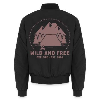 Wild und Frei Bergcamping - Unisex Bomberjacke - Schwarz - Hinten - AI Model Male 185 light (185cm)