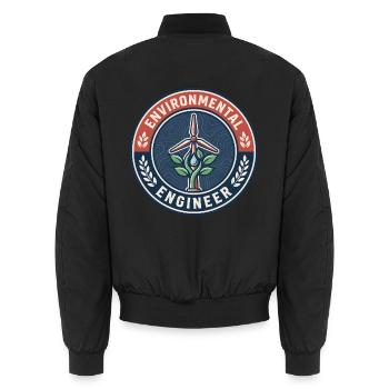 Vintage Environmental Engineer Windturbinenabzeichen - Unisex Bomberjacke - Schwarz - Hinten - AI Model Male 185 light (185cm)