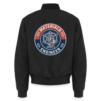 Vintage Materials Engineer Kristallgitter-Abzeichen - Unisex Bomberjacke - Schwarz - Hinten - AI Model Male 185 light (185cm)