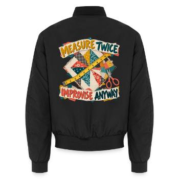 Quilten – zweimal messen, trotzdem improvisieren - Unisex Bomberjacke - Schwarz - Hinten - AI Model Male 185 light (185cm)