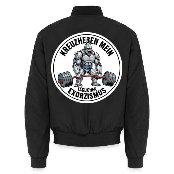 Exorzismus Kreuzheben Powerlifter Workout - Unisex Bomberjacke - Schwarz - Hinten - AI Model Male 185 light (185cm)