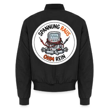 Spannung raus Ohm rein Elektriker Meditation - Unisex Bomberjacke - Schwarz - Hinten - AI Model Male 185 light (185cm)