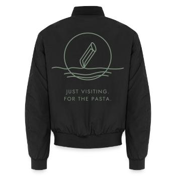 Pasta Lover Geschenk – Nur zu Besuch, wegen der Pasta - Unisex Bomberjacke - Schwarz - Hinten - AI Model Male 185 light (185cm)