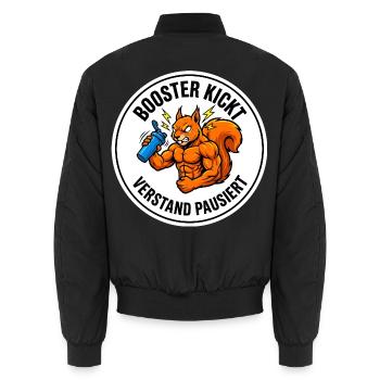 Booster kickt Verstand pausiert Workout Gym - Unisex Bomberjacke - Schwarz - Hinten - AI Model Male 185 light (185cm)