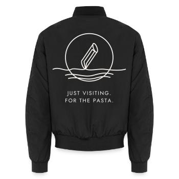 Pasta Lover Geschenk – Nur zu Besuch, wegen der Pasta - Unisex Bomberjacke - Schwarz - Hinten - AI Model Male 185 light (185cm)