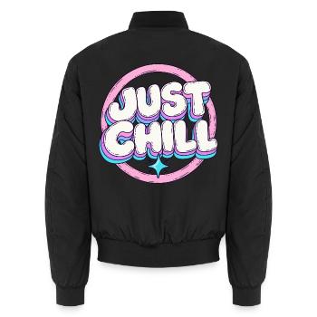 Just Chill Pastell Circle - Unisex Bomberjacke - Schwarz - Hinten - AI Model Male 185 light (185cm)