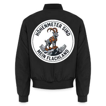 Trailrunning-Shirt Höhenmeter Steinbock - Unisex Bomberjacke - Schwarz - Hinten - AI Model Male 185 light (185cm)