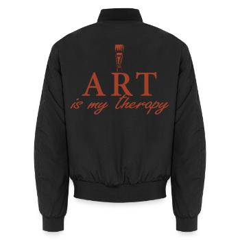 Kunst ist meine Therapie – Kreativ & Künstler - Unisex Bomberjacke - Schwarz - Hinten - AI Model Male 185 light (185cm)
