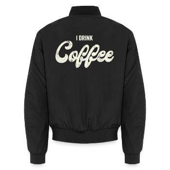 Ich trink Kaffee – Retro Script - Unisex Bomberjacke - Schwarz - Hinten - AI Model Male 185 light (185cm)