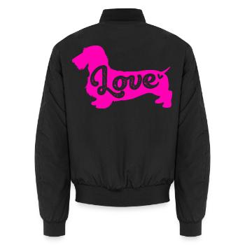 Dachshund Rauhaardackel - Unisex Bomberjacke - Schwarz - Hinten - AI Model Male 185 light (185cm)