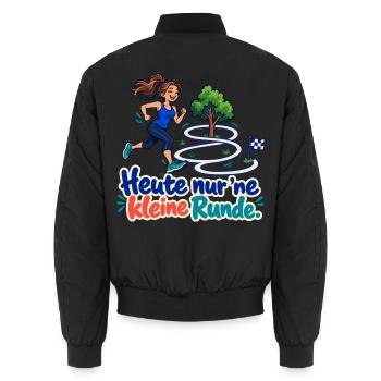 Joggerin auf kleiner Runde - Unisex Bomberjacke - Schwarz - Hinten - AI Model Male 185 light (185cm)