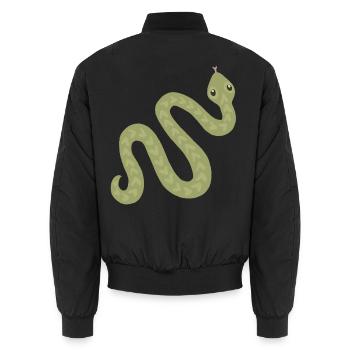 Pastell-Oliven-Schlangen-Anhänger - Unisex Bomberjacke - Schwarz - Hinten - AI Model Male 185 light (185cm)