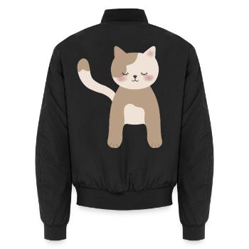 Gemütliche Calico-Traumkatze - Unisex Bomberjacke - Schwarz - Hinten - AI Model Male 185 light (185cm)