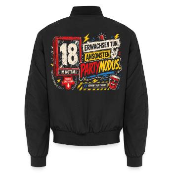 18 Geburtstag Volljährig Party Geschenk Humor - Unisex Bomberjacke - Schwarz - Hinten - AI Model Male 185 light (185cm)