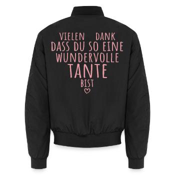 Beste Tante Herz Dankeschön Patentante Geschenk - Unisex Bomberjacke - Schwarz - Hinten - AI Model Male 185 light (185cm)