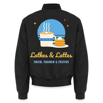 Latkes und Lattes lustiges Chanukka - Unisex Bomberjacke - Schwarz - Hinten - AI Model Male 185 light (185cm)