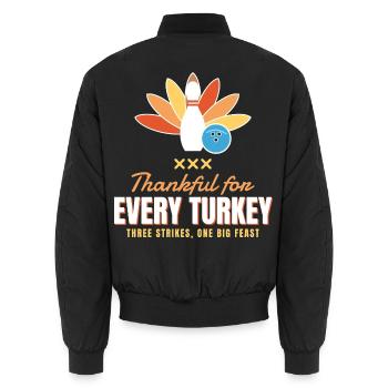 Dankbar für jeden Truthahn Lustiges Thanksgiving - Unisex Bomberjacke - Schwarz - Hinten - AI Model Male 185 light (185cm)