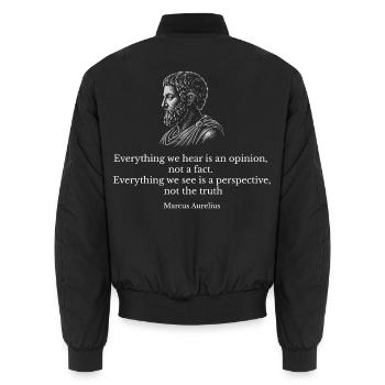 Steisches Zitat von Marcus Aurelius - Unisex Bomberjacke - Schwarz - Hinten - AI Model Male 185 light (185cm)