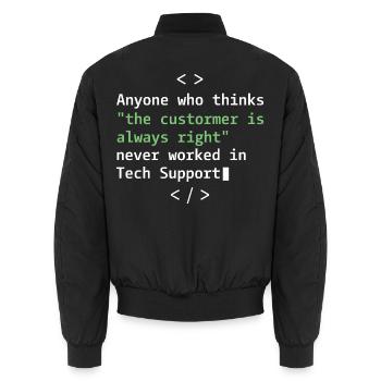 Tech Support Humor für Kundendienst - Unisex Bomberjacke - Schwarz - Hinten - AI Model Male 185 light (185cm)