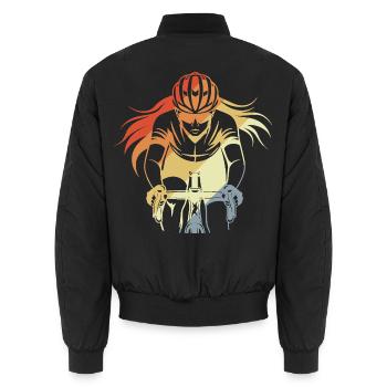 Vintage Radfahrerin Grafik - Unisex Bomberjacke - Schwarz - Hinten - AI Model Male 185 light (185cm)