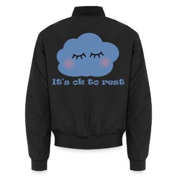 Es ist okay zu ruhen – süße Ästhetik für psychische Gesundheit - Unisex Bomberjacke - Schwarz - Hinten - AI Model Male 185 light (185cm)