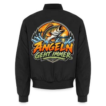 Angeln geht immer - Unisex Bomberjacke - Schwarz - Hinten - AI Model Male 185 light (185cm)