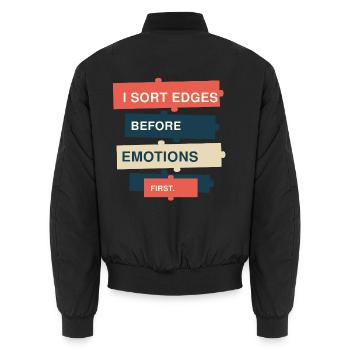 Puzzle – Ich sortiere Kanten vor Emotionen - Unisex Bomberjacke - Schwarz - Hinten - AI Model Male 185 light (185cm)