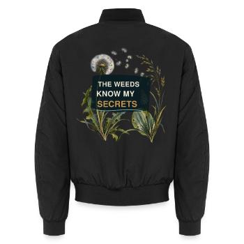 Wilder Garten – Das Unkraut kennt meine Geheimnisse - Unisex Bomberjacke - Schwarz - Hinten - AI Model Male 185 light (185cm)