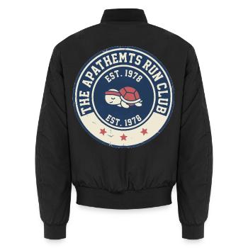 Vintage Turtle Run Club Logo 1978 - Unisex Bomberjacke - Schwarz - Hinten - AI Model Male 185 light (185cm)