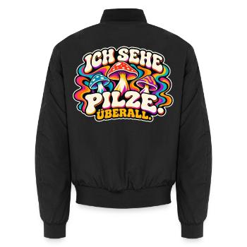 Ich Sehe Pilze Überall - Unisex Bomberjacke - Schwarz - Hinten - AI Model Male 185 light (185cm)