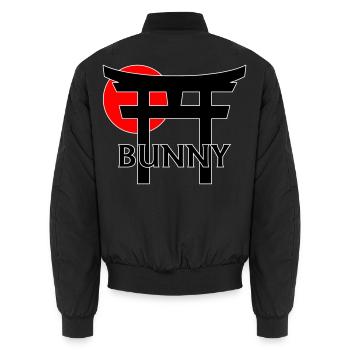Bunny unter Torii und roter Sonne (schwarz) - Unisex Bomberjacke - Schwarz - Hinten - AI Model Male 185 light (185cm)