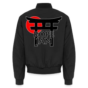 Rope Jam unter Torii und roter Sonne (schwarz) - Unisex Bomberjacke - Schwarz - Hinten - AI Model Male 185 light (185cm)