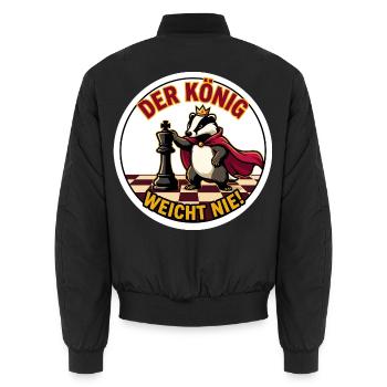Der König weicht nie Dachs König Motiv - Unisex Bomberjacke - Schwarz - Hinten - AI Model Male 185 light (185cm)