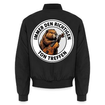 Biber Bratsche T-Shirt Motiv Musiker Geschenk - Unisex Bomberjacke - Schwarz - Hinten - AI Model Male 185 light (185cm)