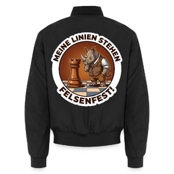 Fernschach Experte Meine Linien stehen felsenfest - Unisex Bomberjacke - Schwarz - Hinten - AI Model Male 185 light (185cm)