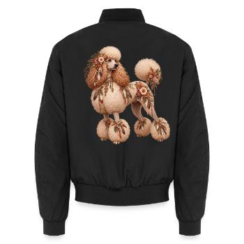 Pudel – Romantischer Blumenstil - Unisex Bomberjacke - Schwarz - Hinten - AI Model Male 185 light (185cm)