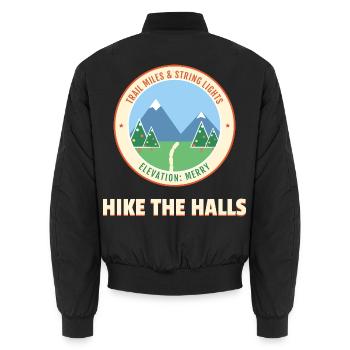 Wandern Sie den Halls Christmas Hiking Mountain Trail - Unisex Bomberjacke - Schwarz - Hinten - AI Model Male 185 light (185cm)