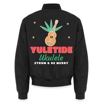 Yuletide Ukulele Weihnachts-Ukulele-Musiker - Unisex Bomberjacke - Schwarz - Hinten - AI Model Male 185 light (185cm)